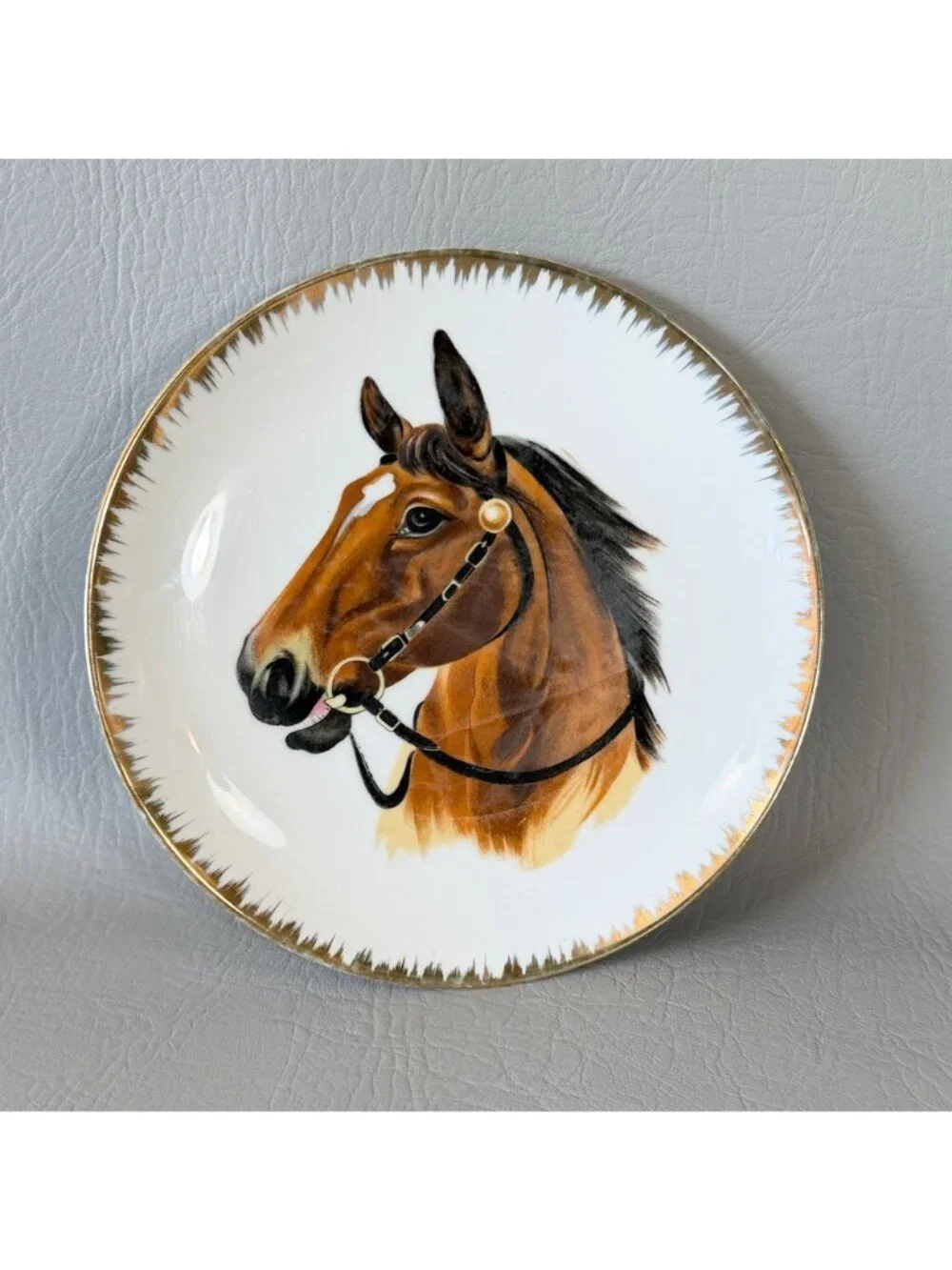 Vintage Horse Portrait Wall Plates Set of 5 Japan Equestrian Display 7.5
